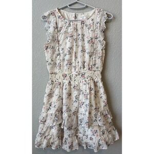 Abercrombie Kids Floral Smocked Dress Girls Size 11/12 Cream Pink Blue